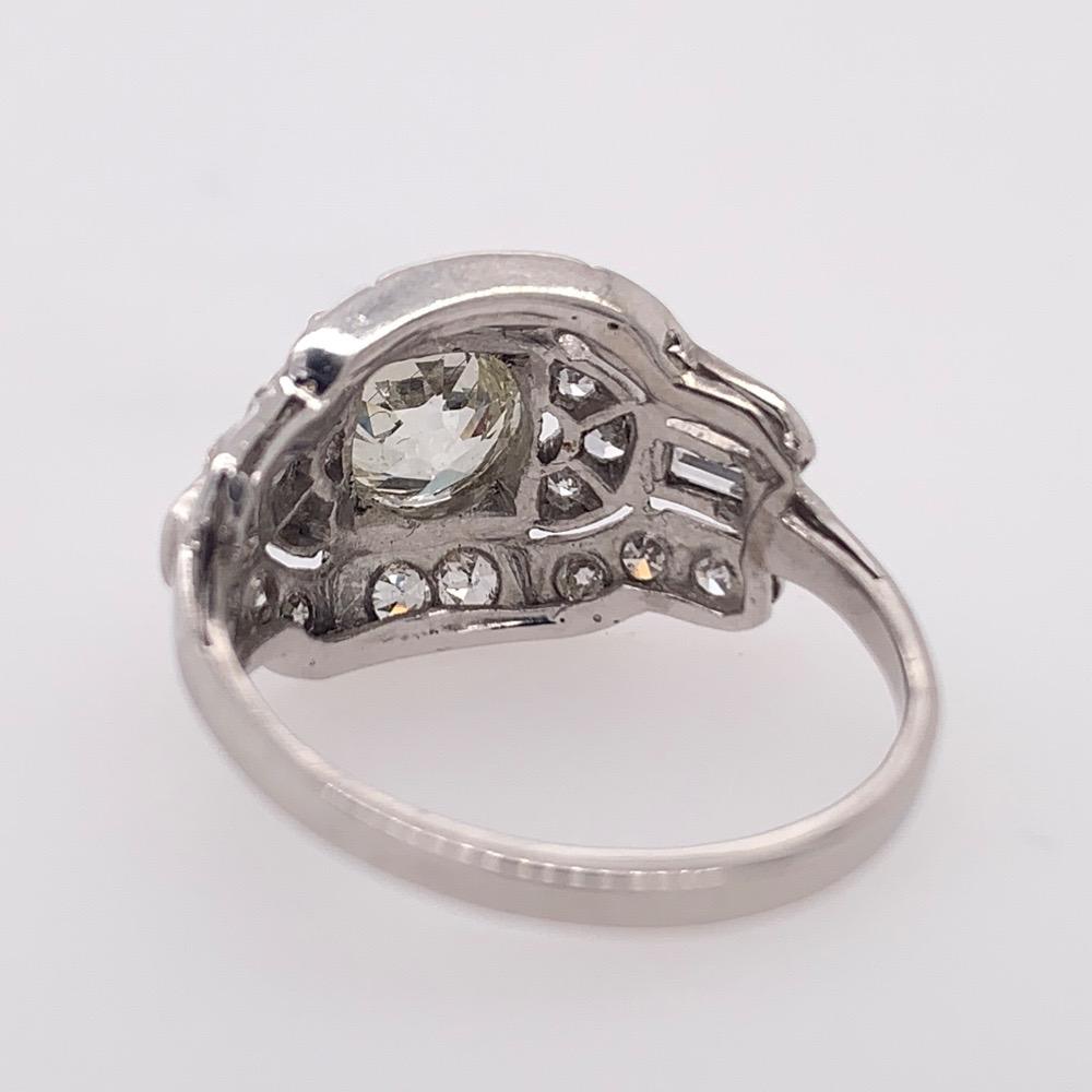 Art Deco Style Gold Ring 1.25 Carat Natural Old Euro Diamond, circa 1950 In Good Condition For Sale In Los Angeles, CA