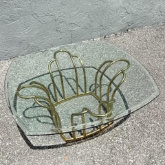 Art Deco Gold Glass Top Coffee Table