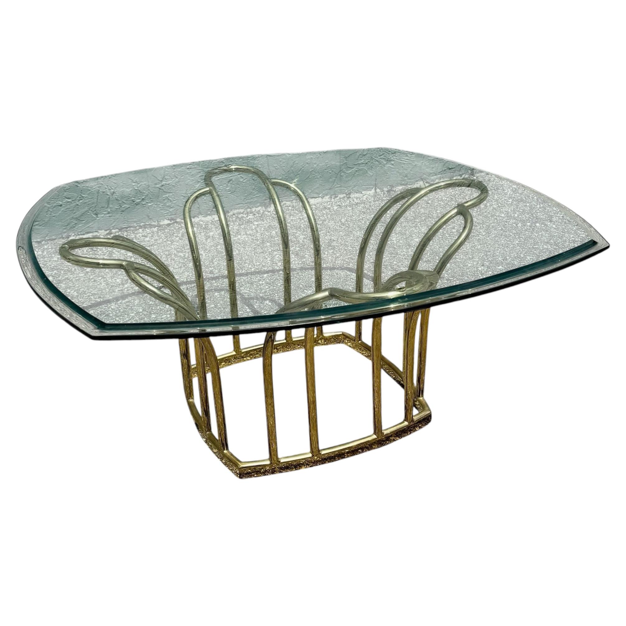 Art Deco Gold Glass Top Coffee Table For Sale