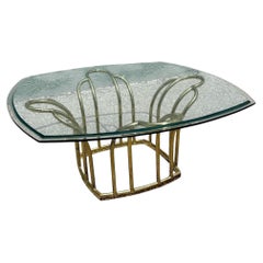 Art Deco Gold Glass Top Coffee Table