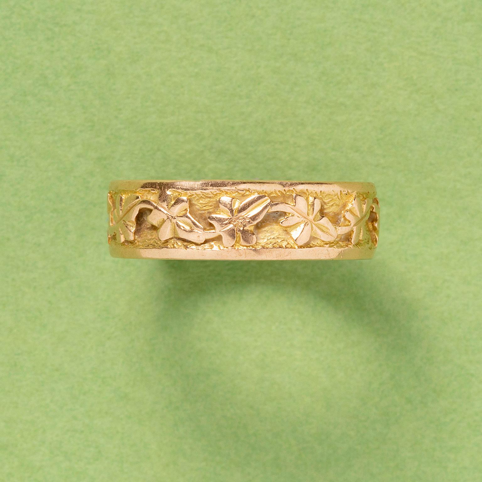 Art Deco Efeu-Ring aus Gold im Zustand „Gut“ in Amsterdam, NL