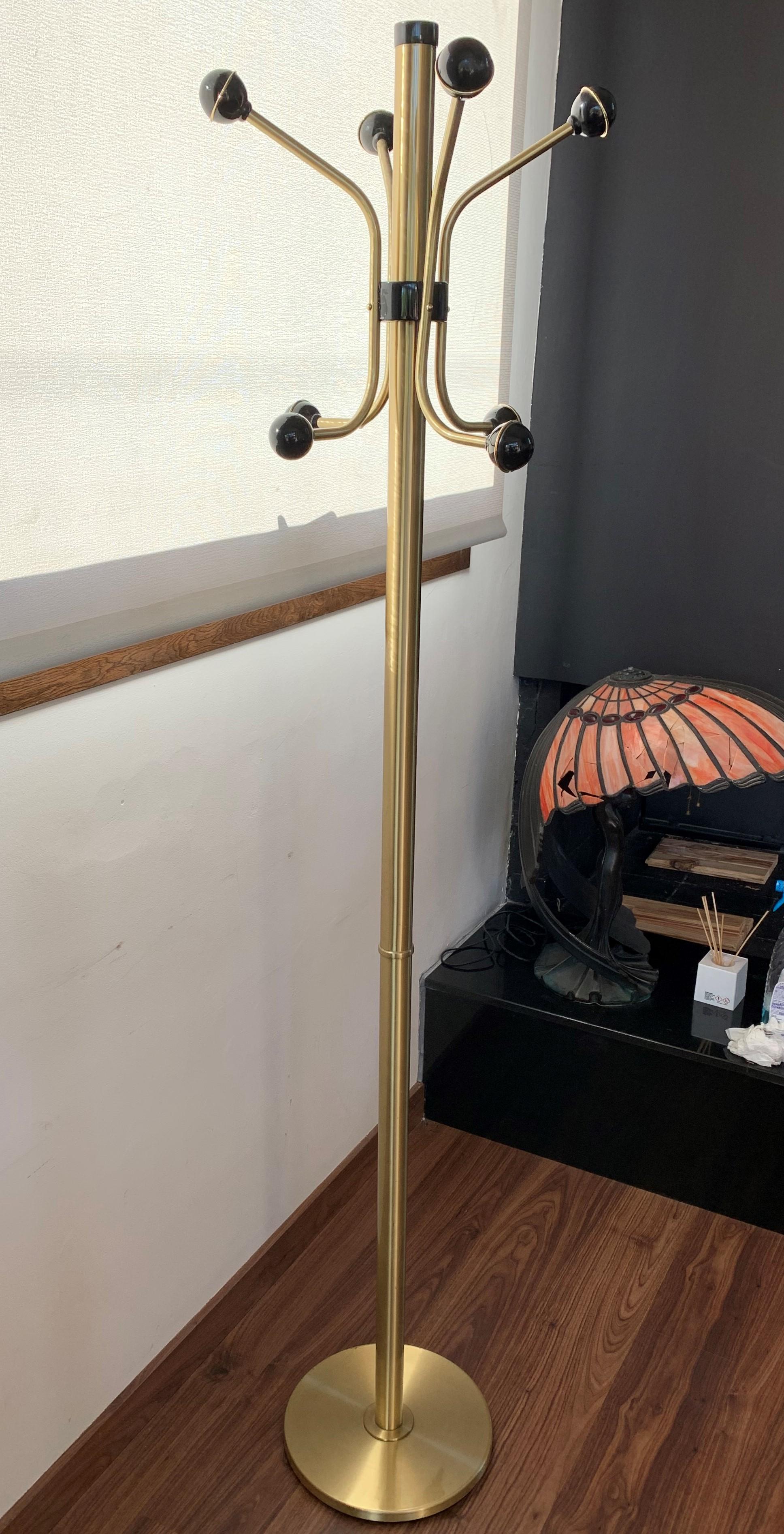 Art Deco Gold Metal Coat Rack with Eight Bowl Hangers at 1stDibs