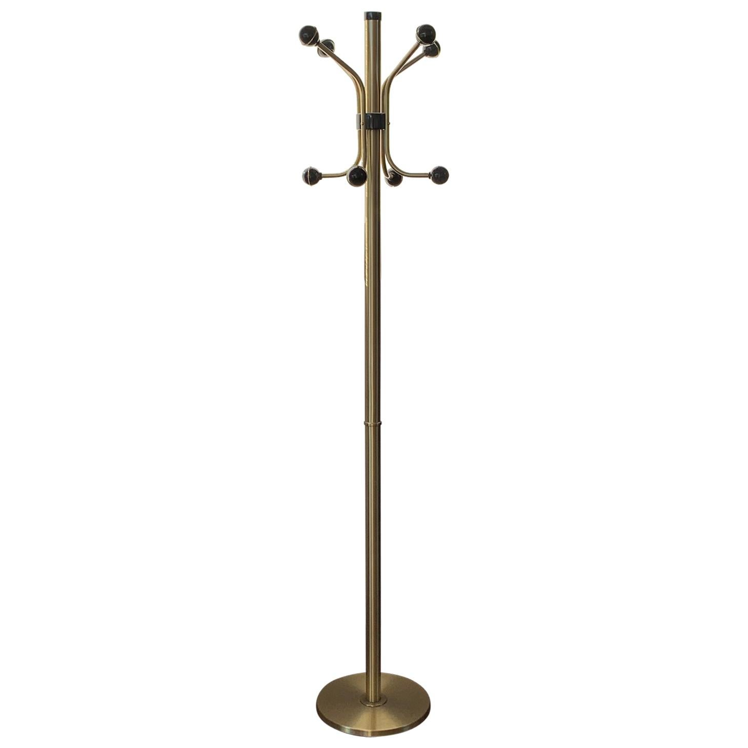 Art Deco Gold Metal Coat Rack with Eight Bowl Hangers at 1stDibs