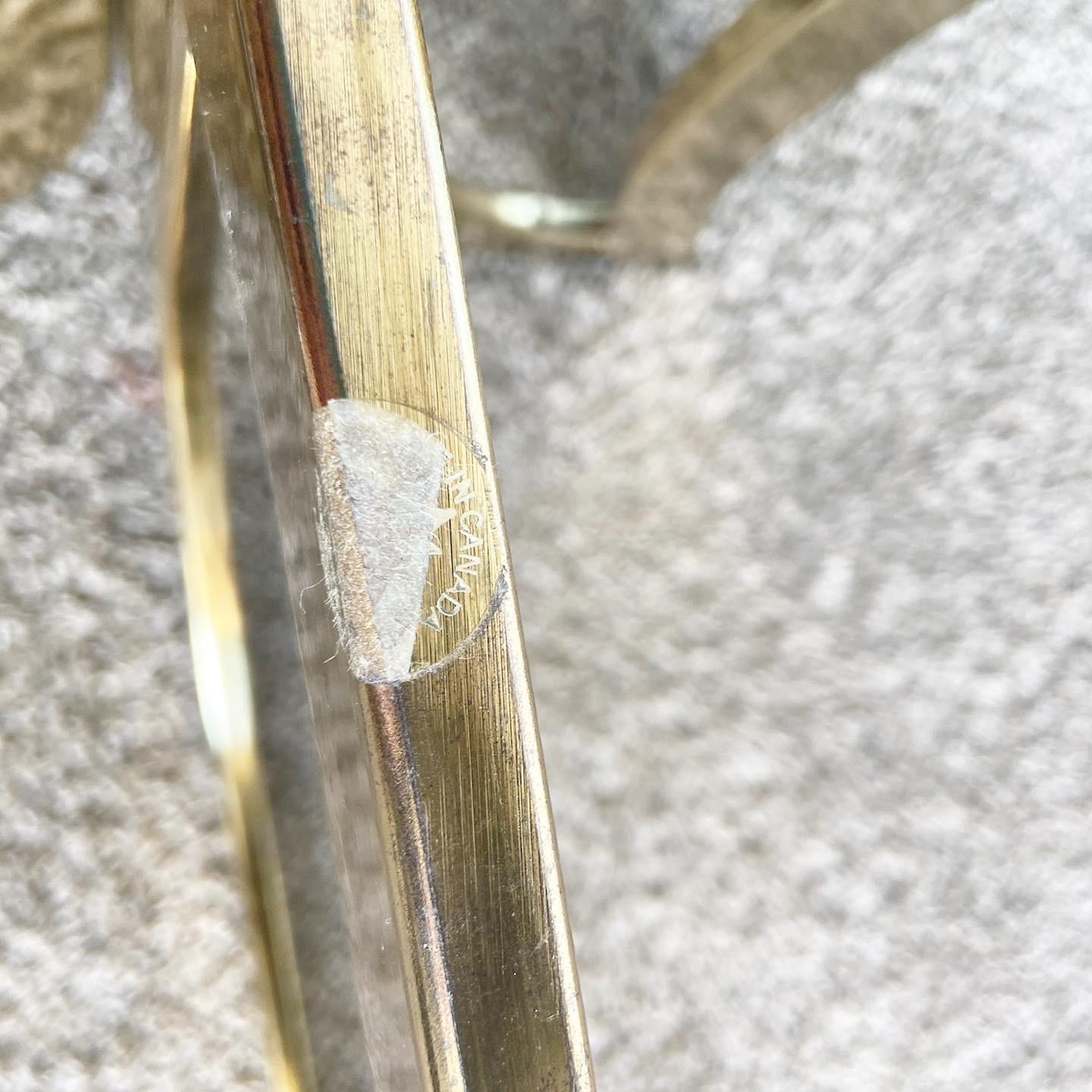Art Deco Gold Metall Glasplatte Couchtisch im Zustand „Gut“ in Delray Beach, FL