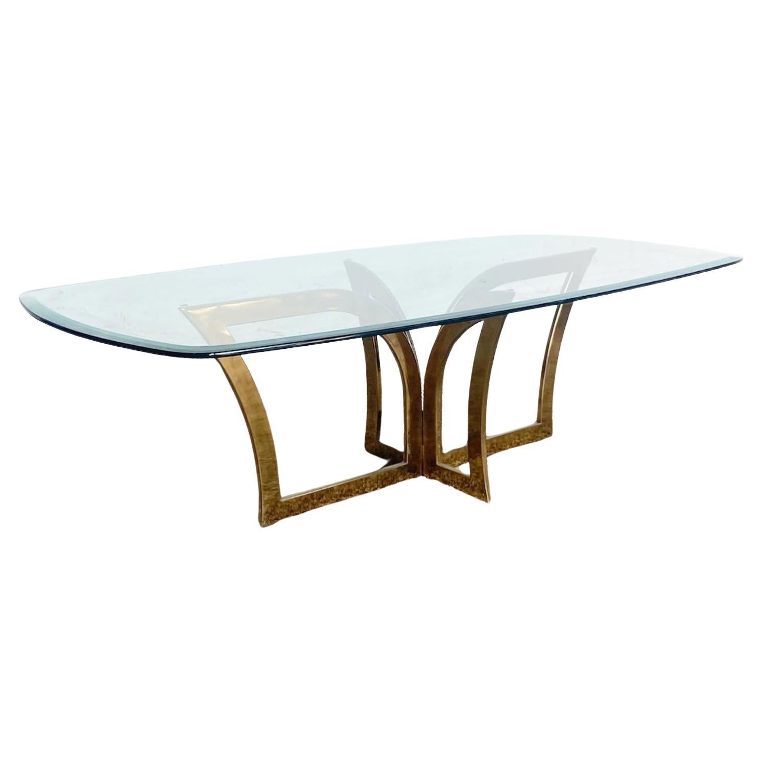 Art Deco Gold Metal Glass Top Coffee Table