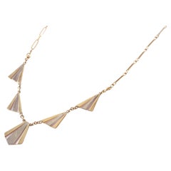 Used Art Deco gold necklace in 18k two tones gold