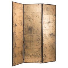 Art Deco Gold on Paper Three Panels Screen Room Divider