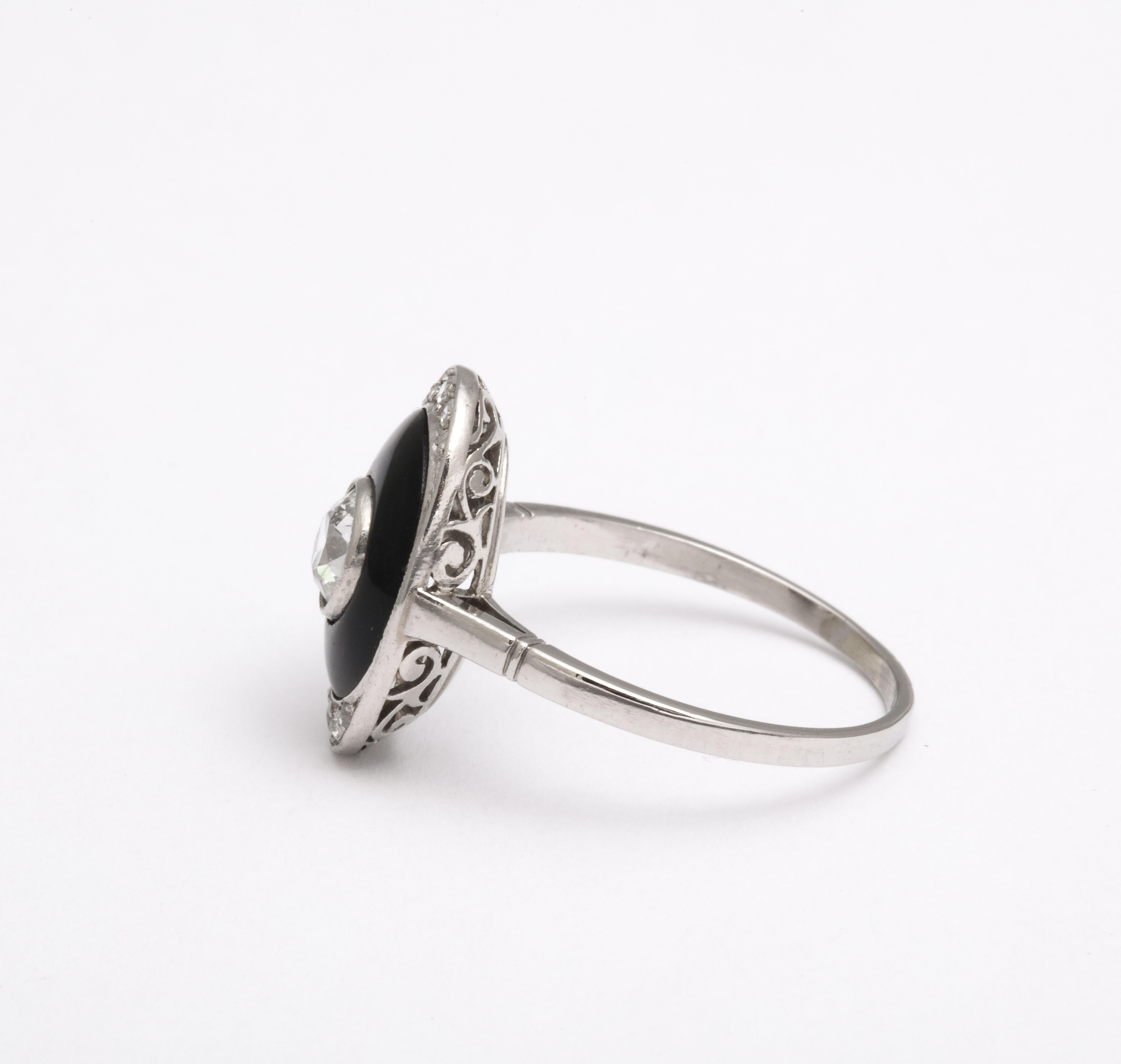 Art Deco Gold Onyx and Diamond Ring 2
