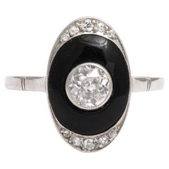 Art Deco Gold Onyx and Diamond Ring
