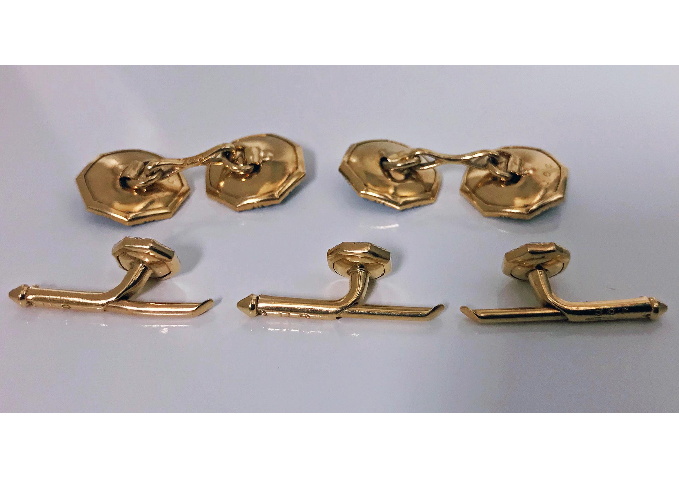 Women's or Men's Art Deco Gold Onyx Pearl Tuxedo Set