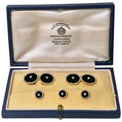 Art Deco Gold Onyx Pearl Tuxedo Set