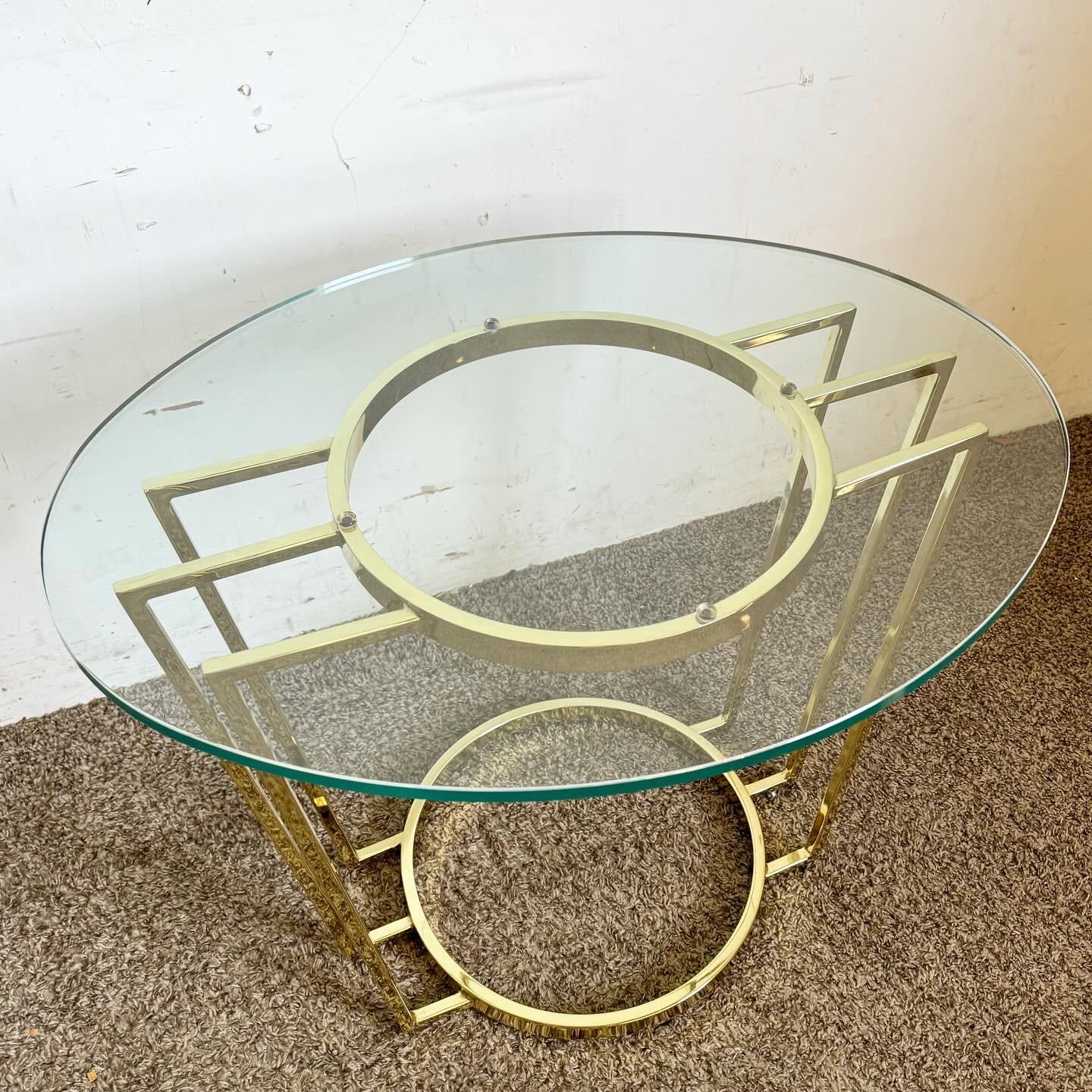 Métal Table d'appoint Art Déco ovale ornée de verre en vente
