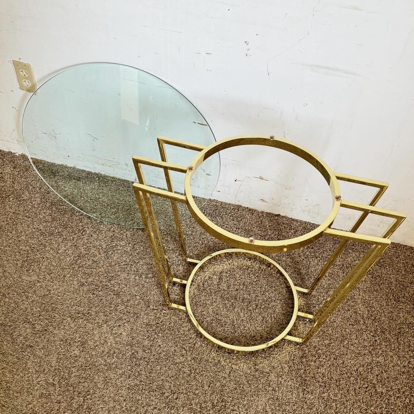 Table d'appoint Art Déco ovale ornée de verre en vente 1