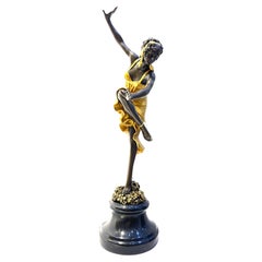 Art Deco Gold Painted Bronze  Dancer  by Claire Jeanne Roberte Colinet