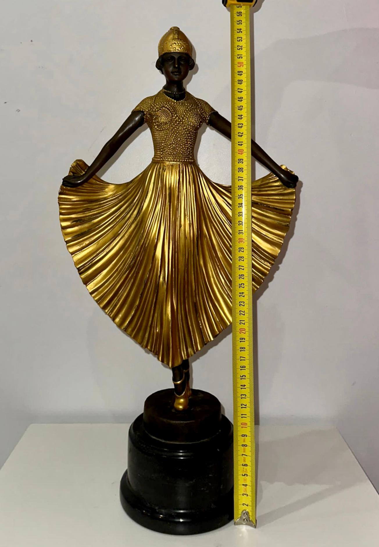 Early 20th Century Art Deco Gold Painted Bronze Figure 