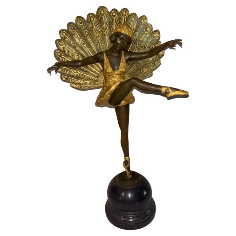 Art Deco Gold Painted Bronze Figure "Phoenician Dancer" by Demetre Chiparus For Sale