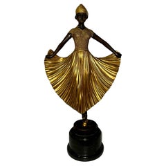 Used Art Deco Gold Painted Bronze Figure "Phoenician Dancer" by Demetre Chiparus