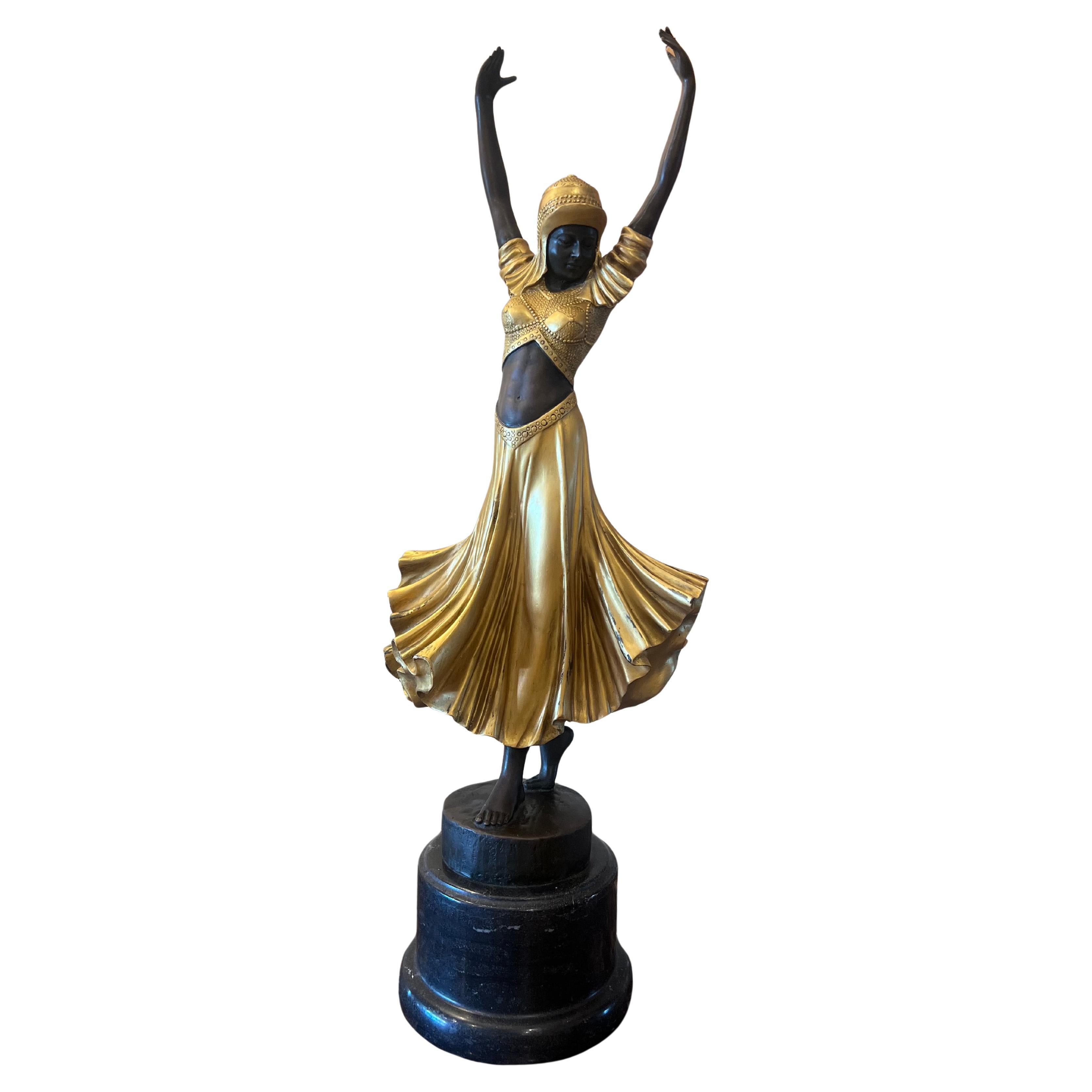 Art Deco Gold Painted Bronze Figure "Phoenician Dancer" by Demetre Chiparus