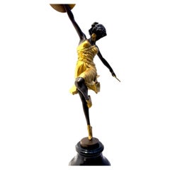 Art Deco Gold Painted Bronze Roman Dancer  by Claire Jeanne Roberte Colinet