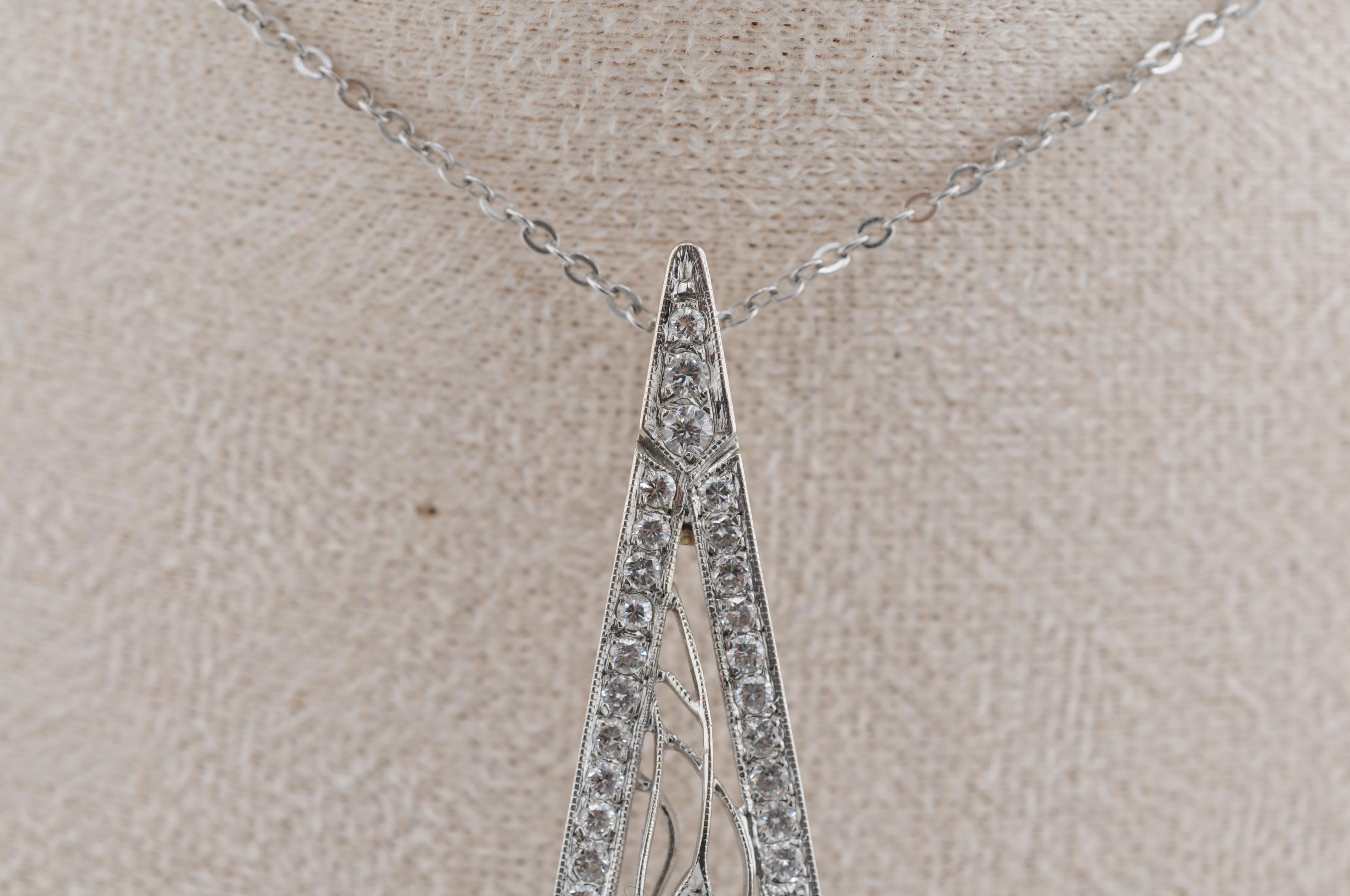 Pendentif Art déco en or avec rubis non chauffé et diamants en vente 3