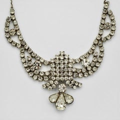 Art Deco Gold Plated Rhinestone Necklace