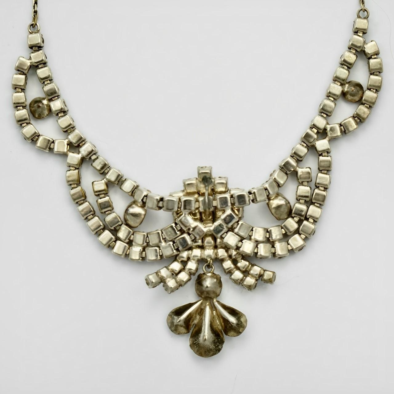 Art Deco Gold Plated Rhinestone Necklace For Sale 1