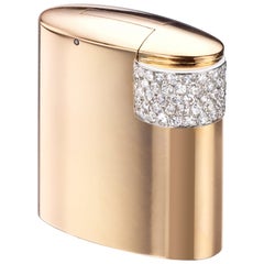 Cartier Paris circa 1930 Art Deco Gold, Platinum, and Diamond Lighter