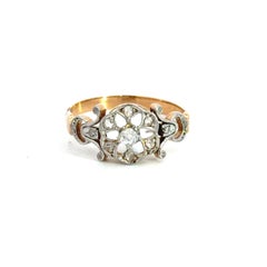 Art Deco 18k Gold Platinum Diamond Ring, Circa 1920, Size 7