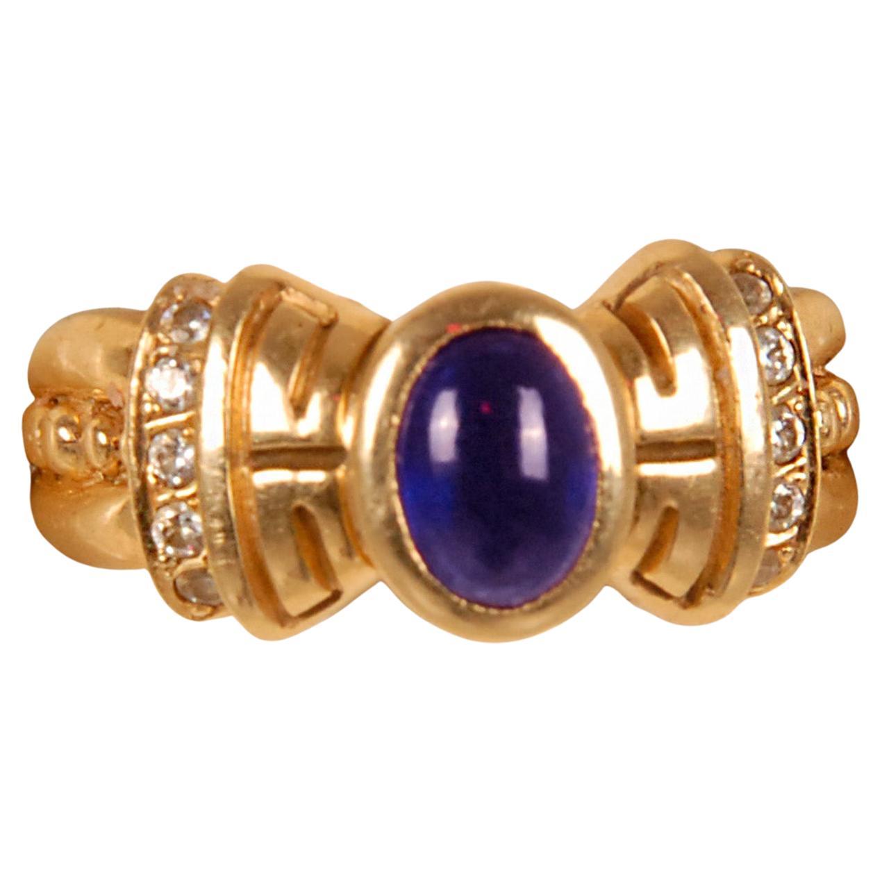 Art deco gold ring Diamond and Sapphire