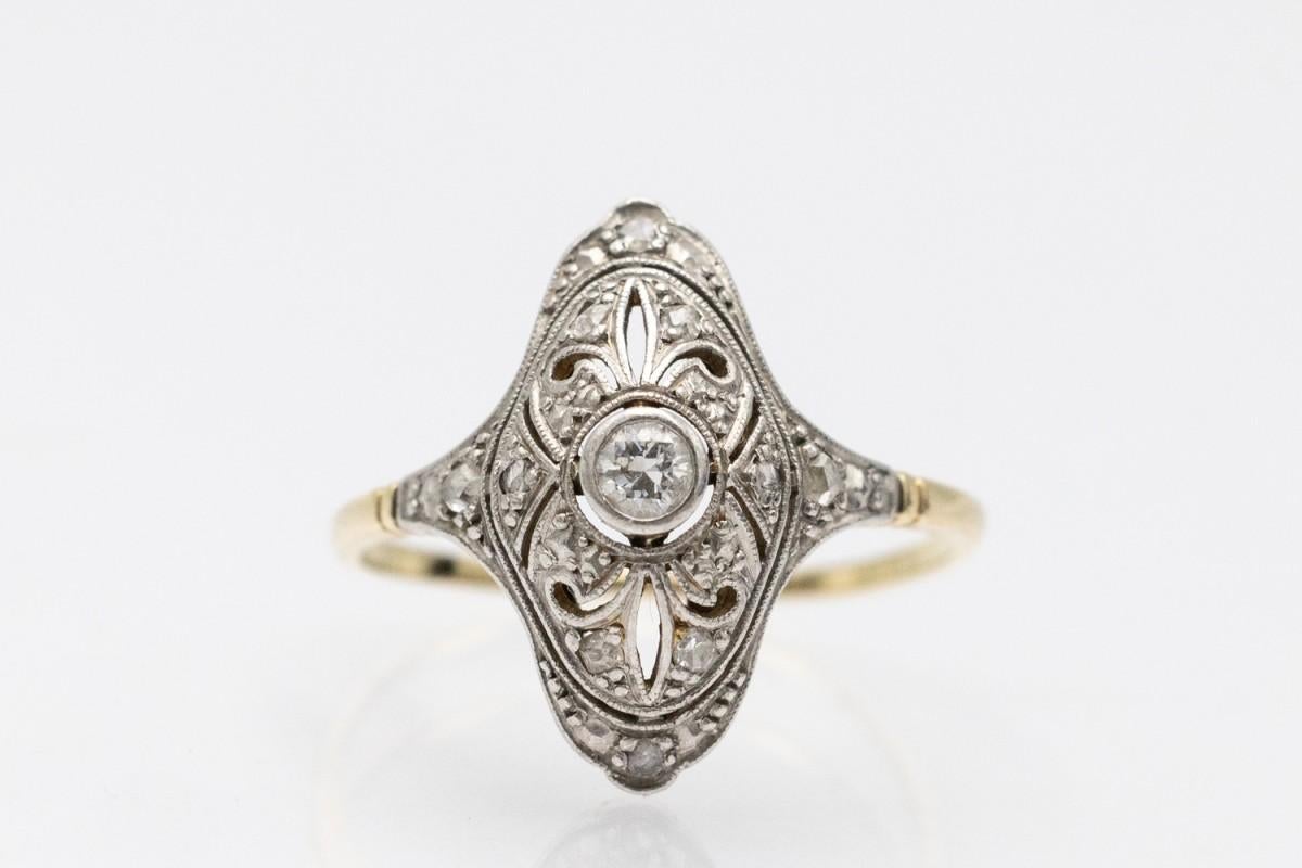 Goldring im Art déco-Stil mit Diamanten, Westeuropa, ca. 1930er Jahre. im Angebot 1