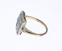 Art Deco Gold Sapphire and Diamond Cluster Ring