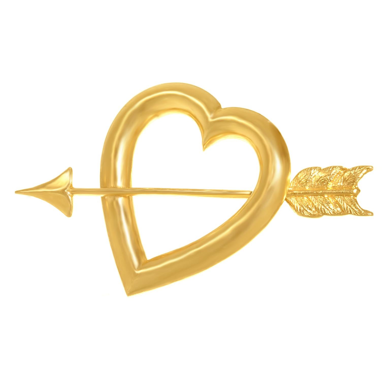 Art Deco Gold Sweet Heart Pin In Excellent Condition In Litchfield, CT