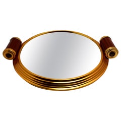 Art Deco Gold Tone and Mirrored Drinks Tray