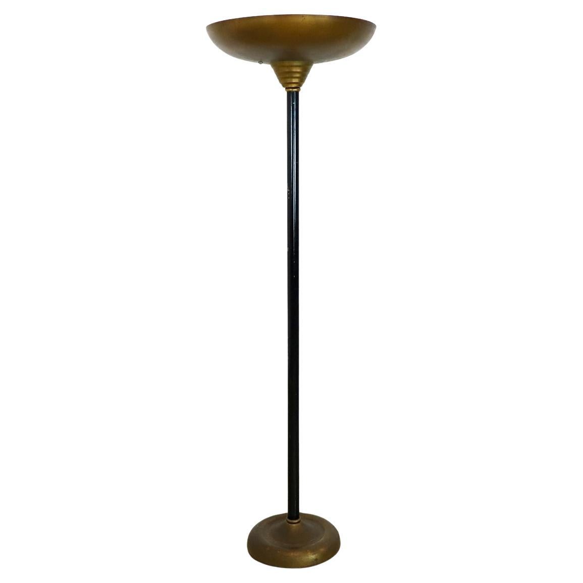 Lampadaire torchère Art déco en métal doré, 1940