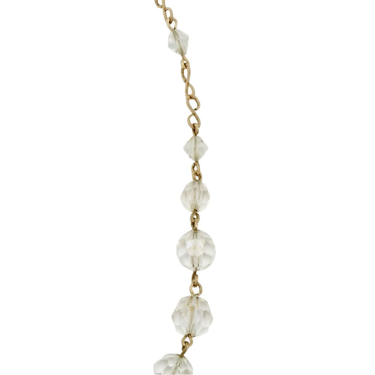 Collana in filo d'oro Art Deco con perle di cristallo sfaccettato chiaro, circa 1930 In condizioni buone in vendita a London, GB