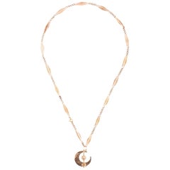 Art Deco Gold Watch Chain with Charm