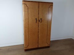 Art Deco Golden Bird's-Eye Maple British Wardrobe
