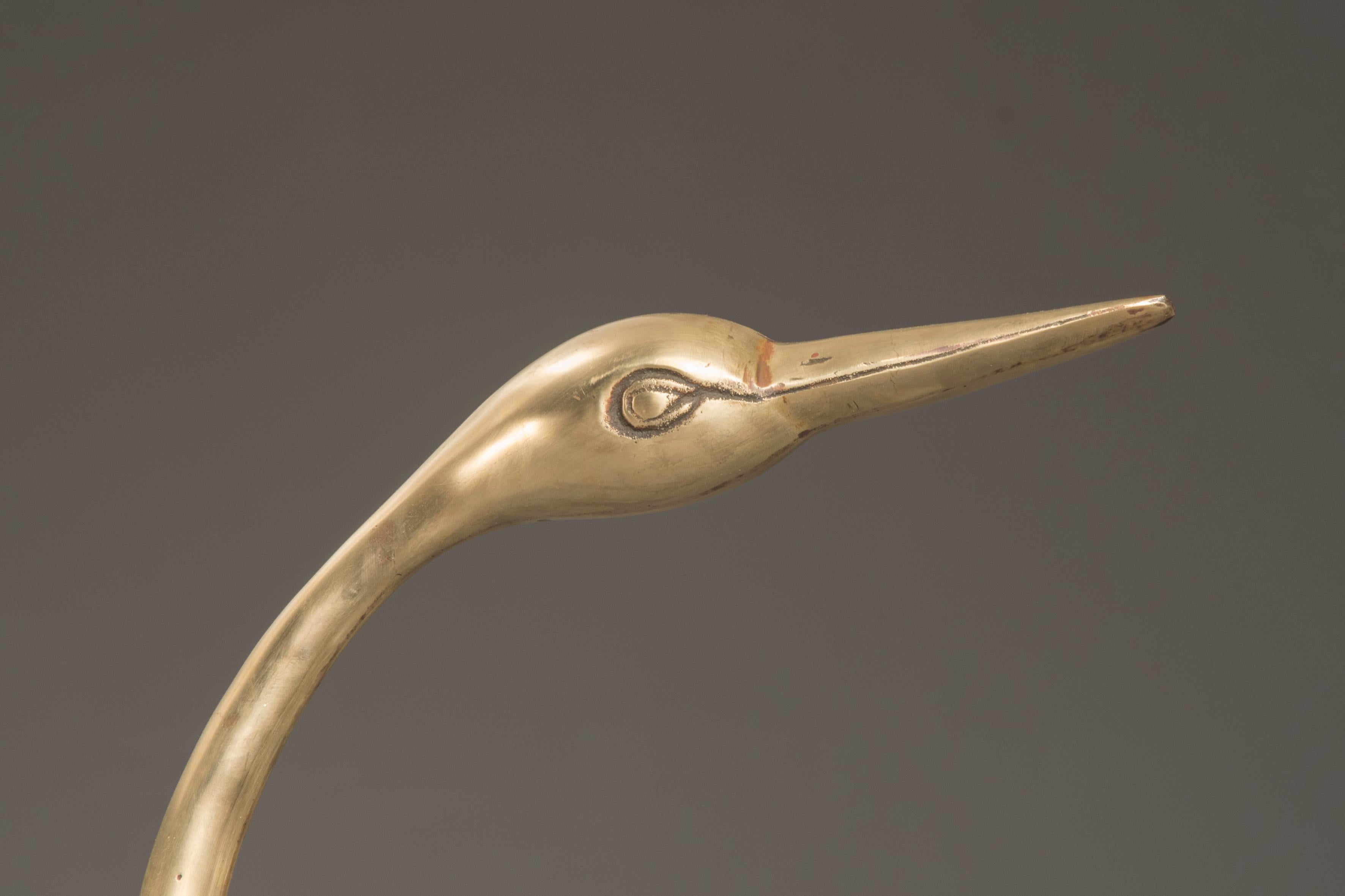 Art Deco Golden Brass and Black Metal Flamingos, Italy, 1940s 7