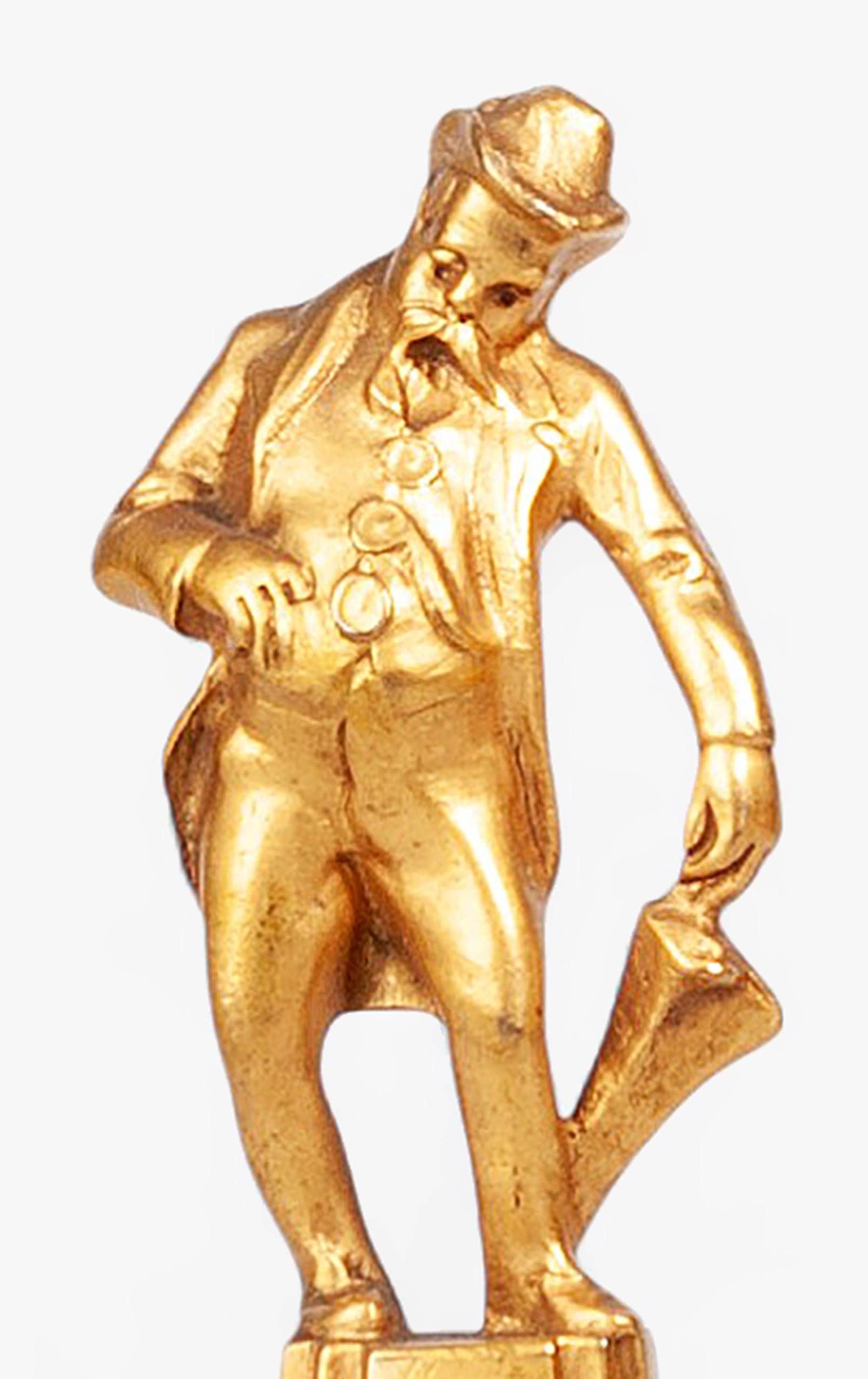 Metallo Art Déco Bronzo dorato Piccola scultura/figurina Sigillo di un gentiluomo, Inghilterra in vendita