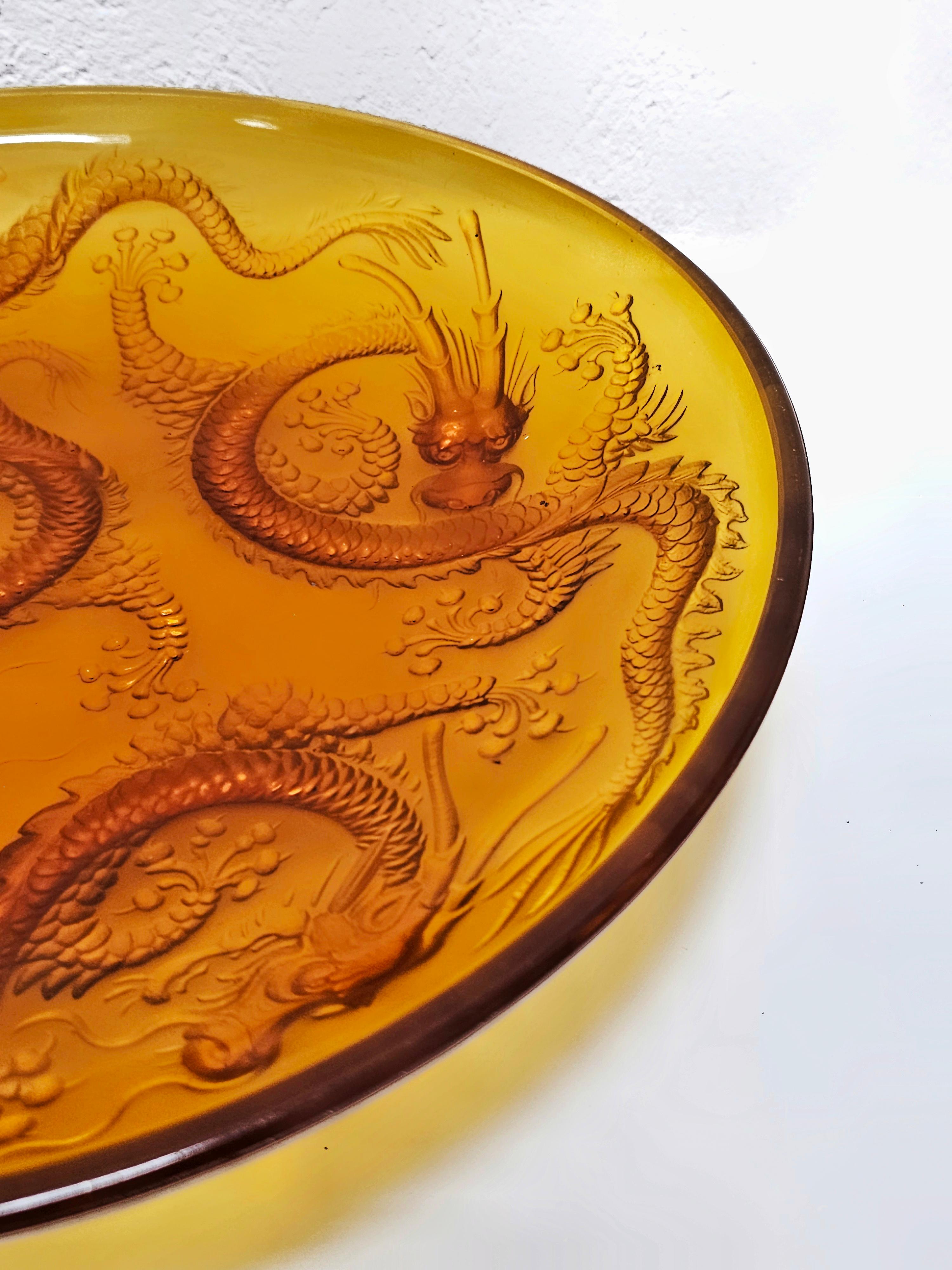 Art Deco Golden Dragon Glass Centerpiece or Bowl designed by Josef Inwald, 1930s For Sale 4