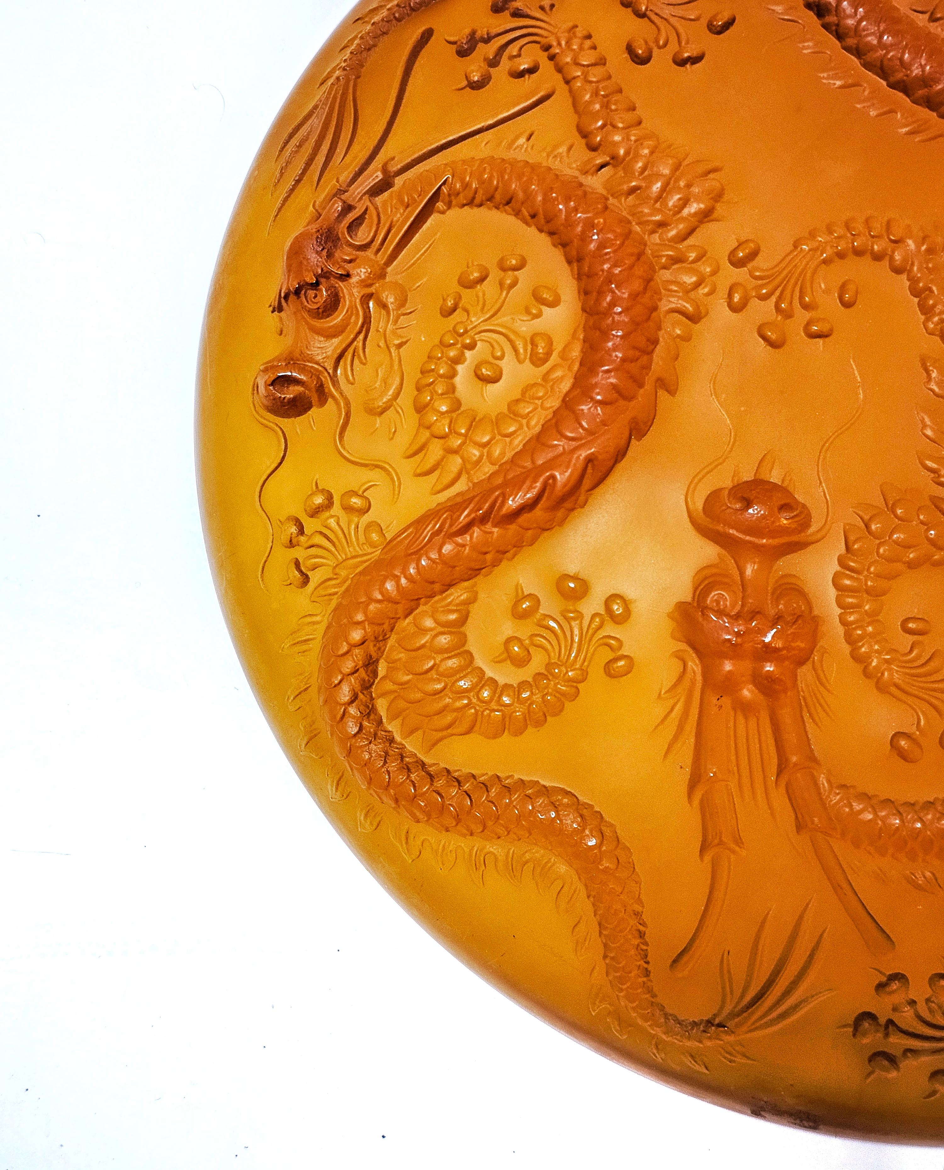 Czech Art Deco Golden Dragon Glass Centerpiece or Bowl designed by Josef Inwald, 1930s For Sale