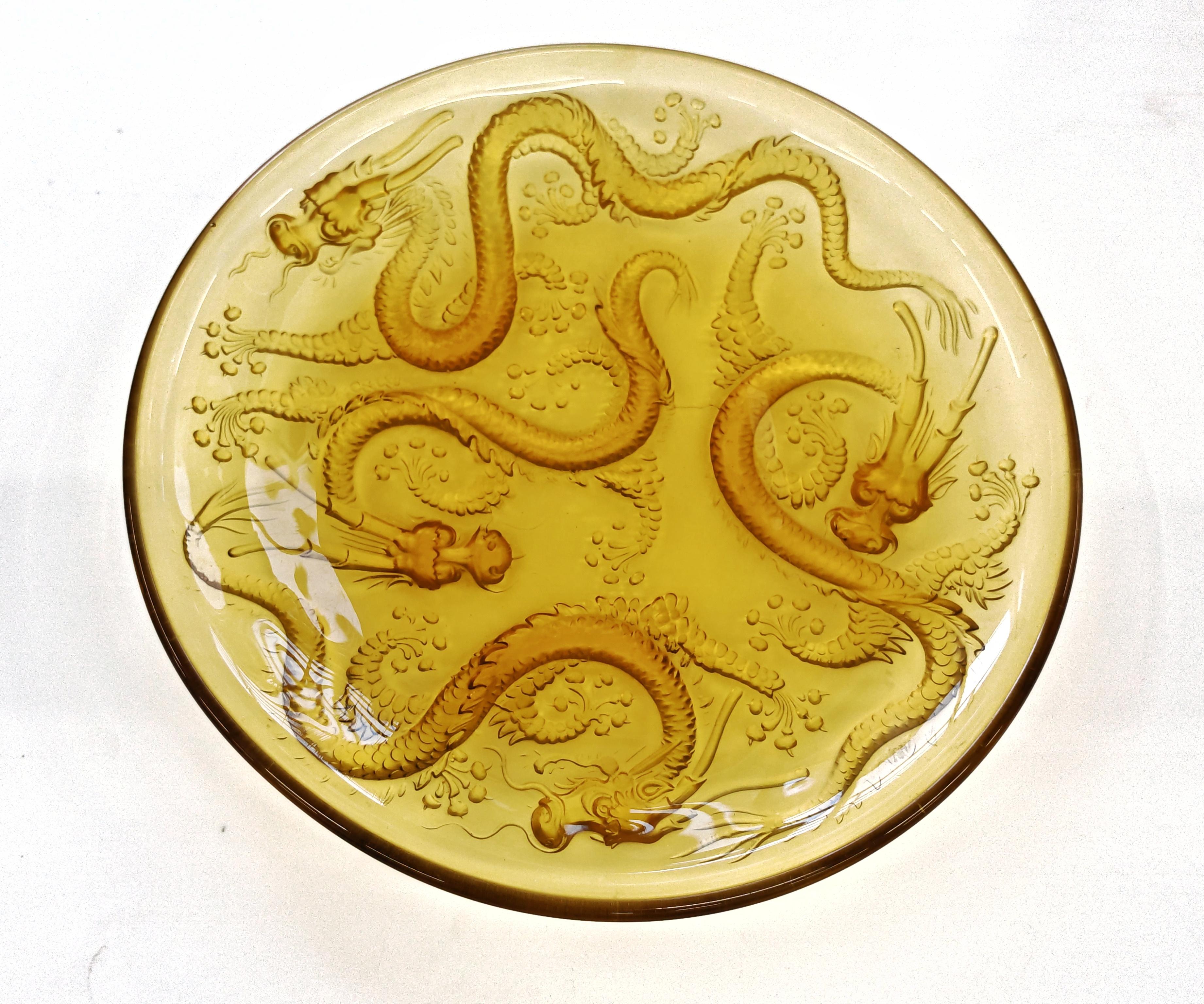 Goldener Art-Déco-Tafelaufsatz oder Schale aus Drachenglas, entworfen von Josef Inwald, 1930er Jahre (Glaskunst) im Angebot