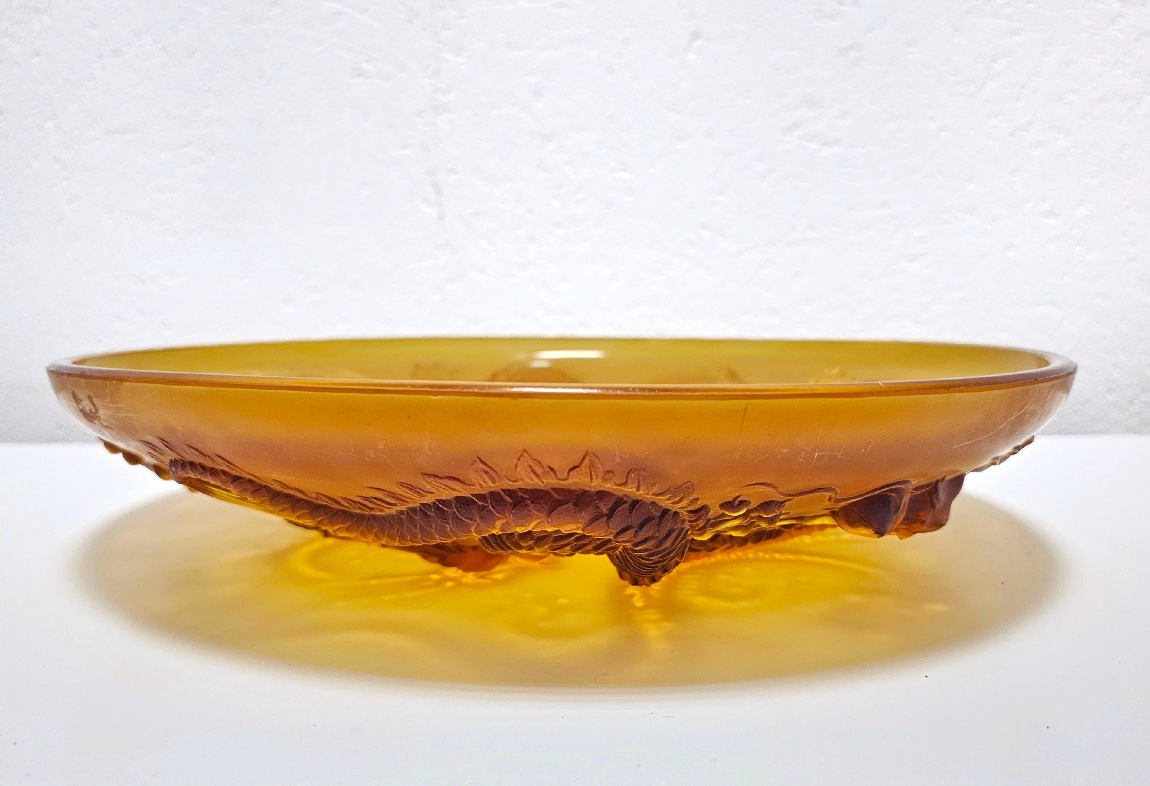 Art Deco Golden Dragon Glass Centerpiece or Bowl designed by Josef Inwald, 1930s For Sale 1