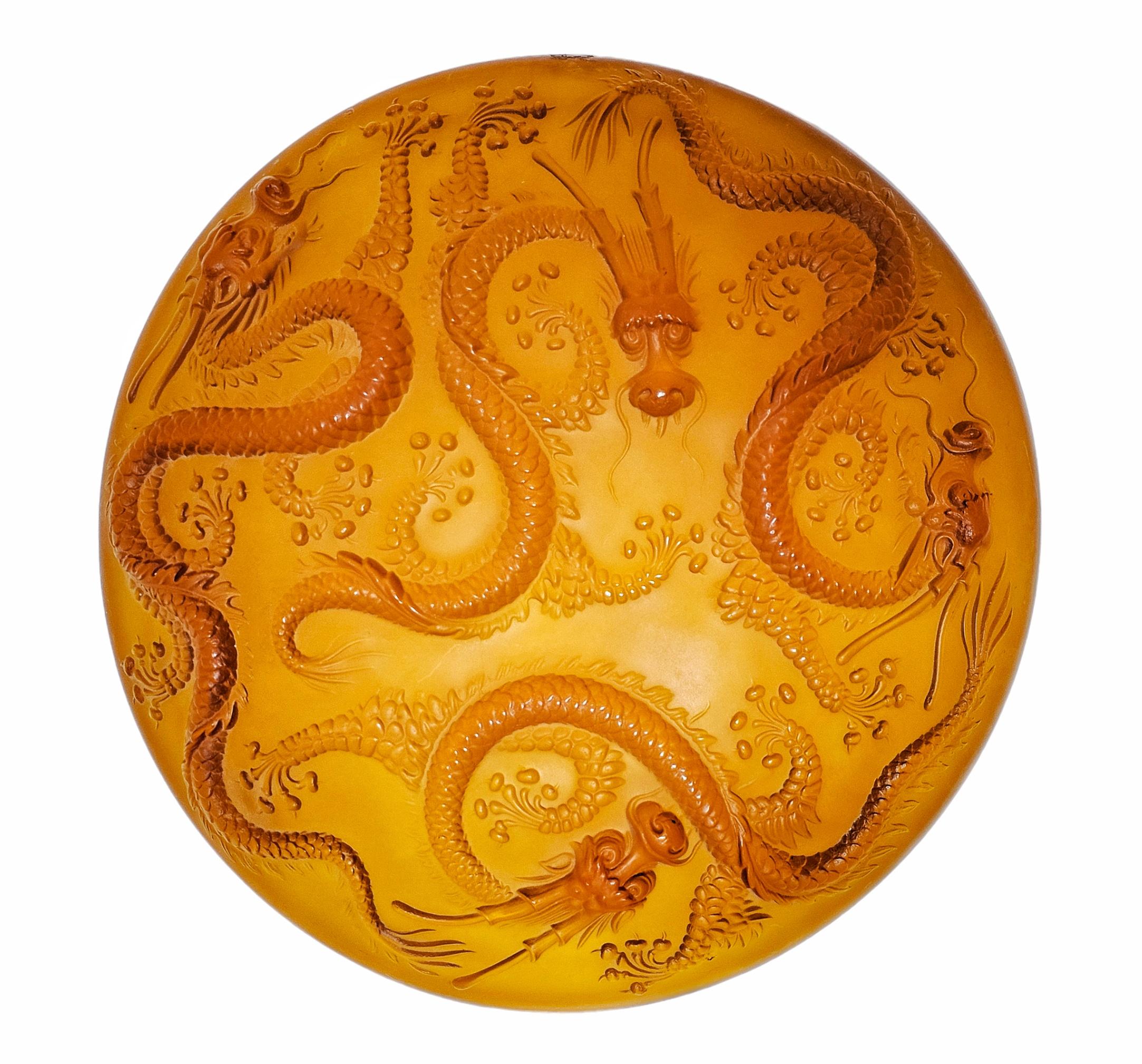 Art Deco Golden Dragon Glass Centerpiece or Bowl designed by Josef Inwald, 1930s For Sale 2