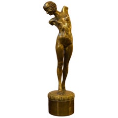Art Deco Golden Massive Bronze Dancing Woman Sculpture, France, 1930s