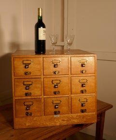 Art Deco Golden Oak Sloping Card Index Filing Cabinet by Libraco