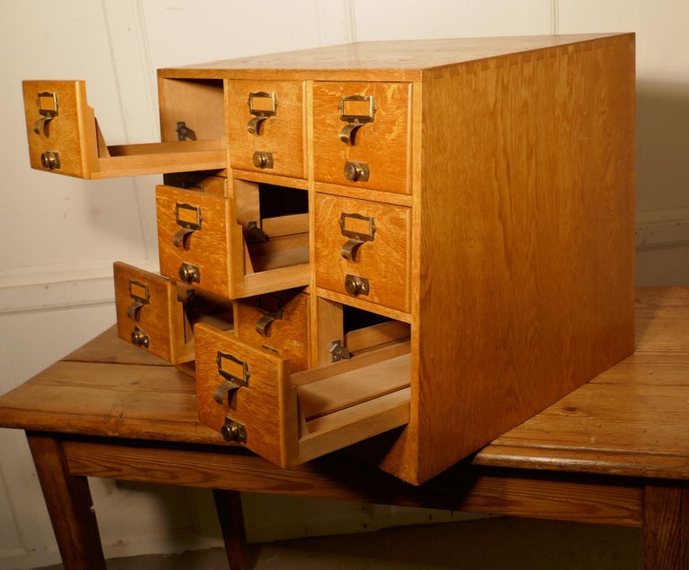 Art Deco Golden Oak Sloping Card Index Filing Cabinet by ...