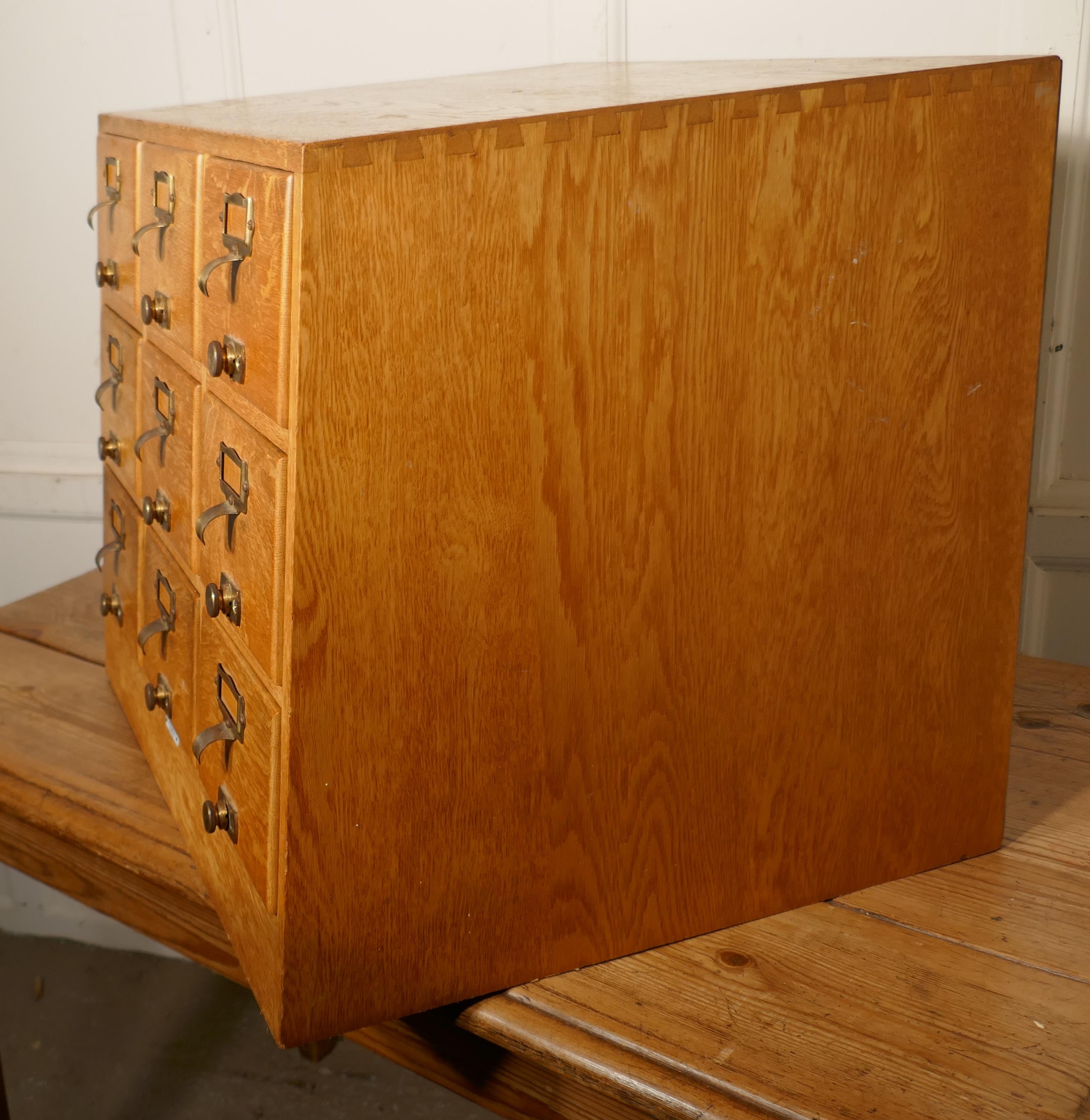 20th Century Art Deco Golden Oak Sloping Card Index Filing Cabinet by Libraco