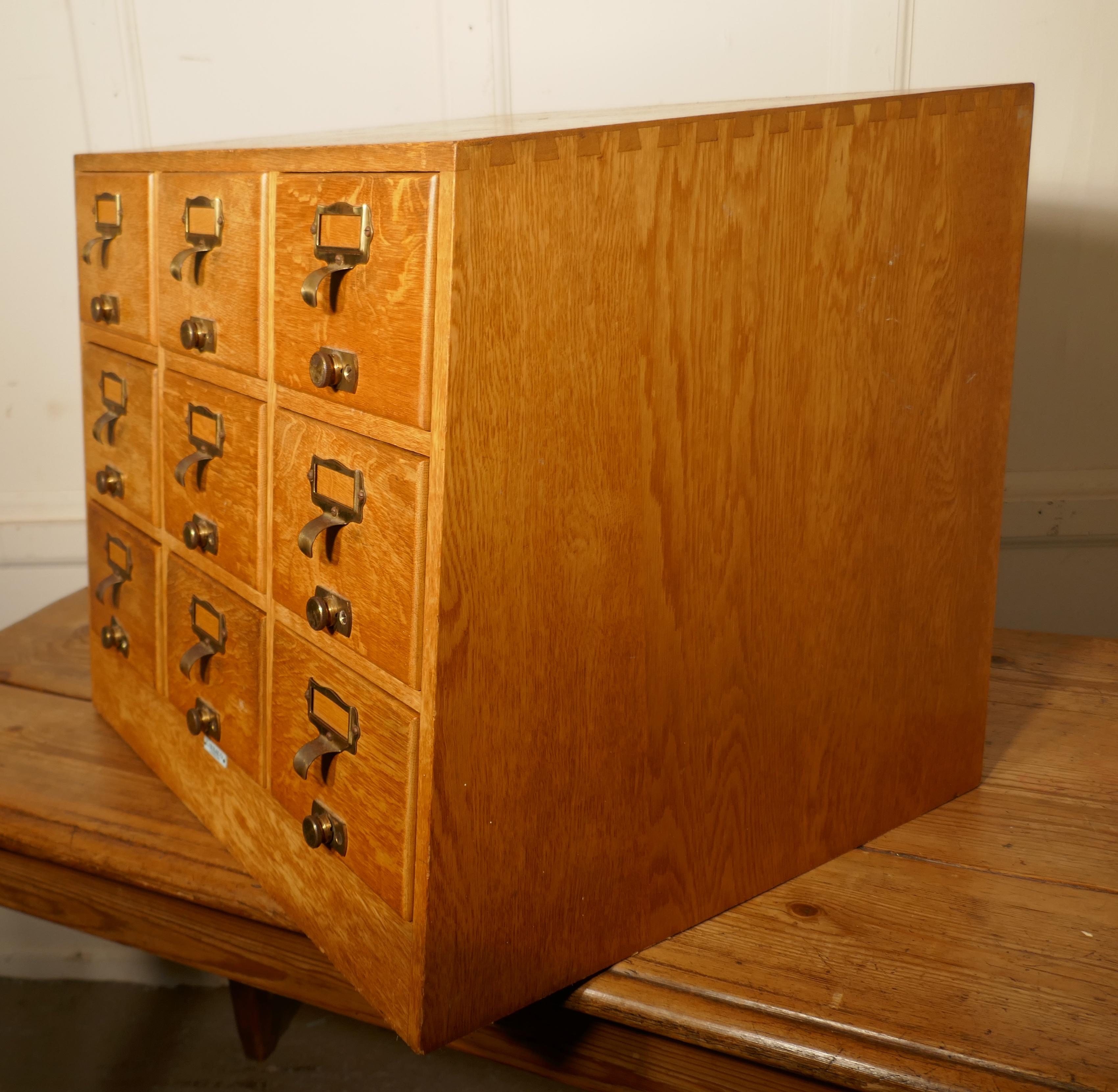 Art Deco Golden Oak Sloping Card Index Filing Cabinet by Libraco 1
