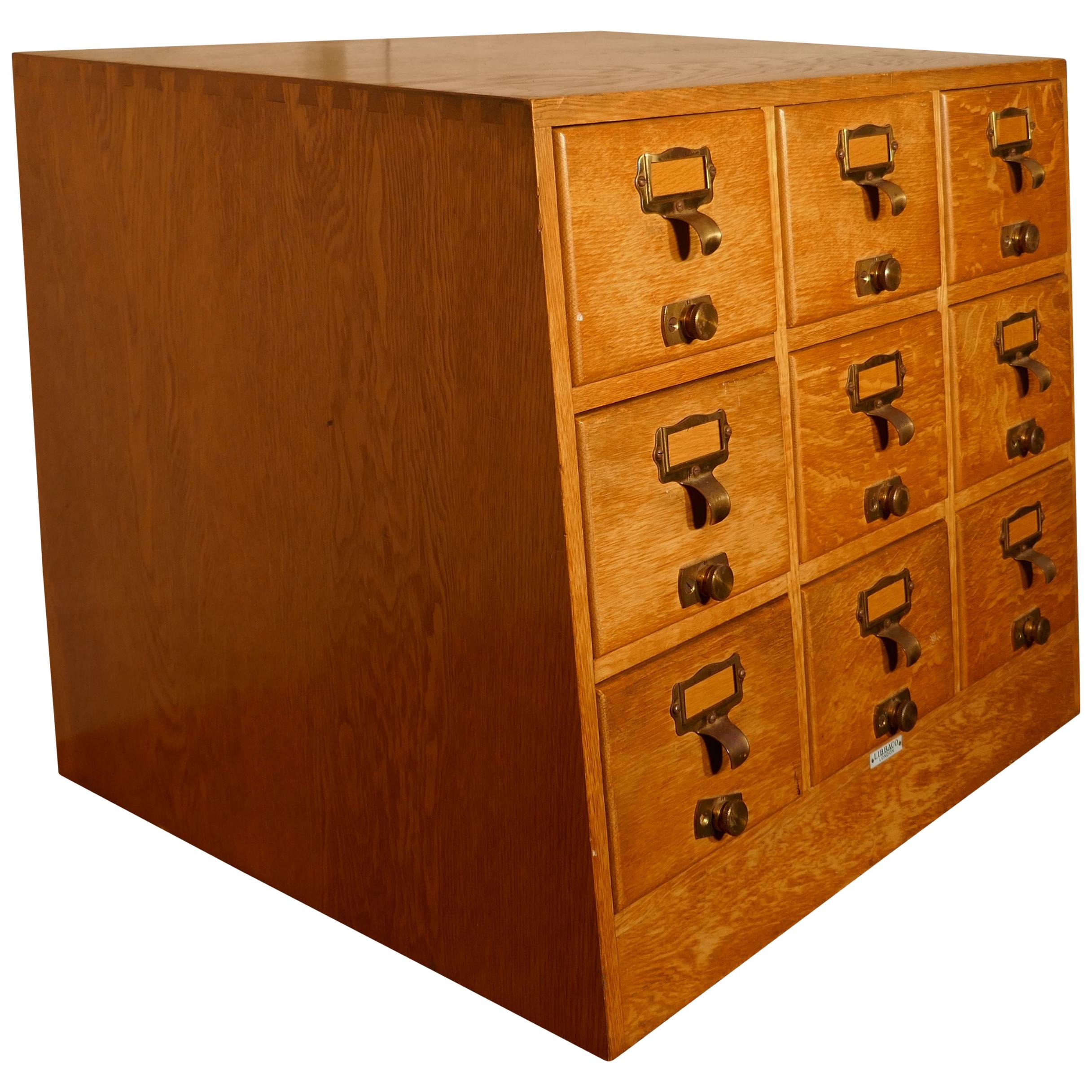 Art Deco Golden Oak Sloping Card Index Filing Cabinet By Libraco
